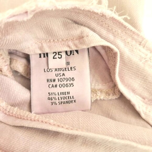 HUDSON LINEN BLEND Pants Women's Size 25 COLLECTION Raw WAISTBAND FLARE LEG - Picture 6 of 13